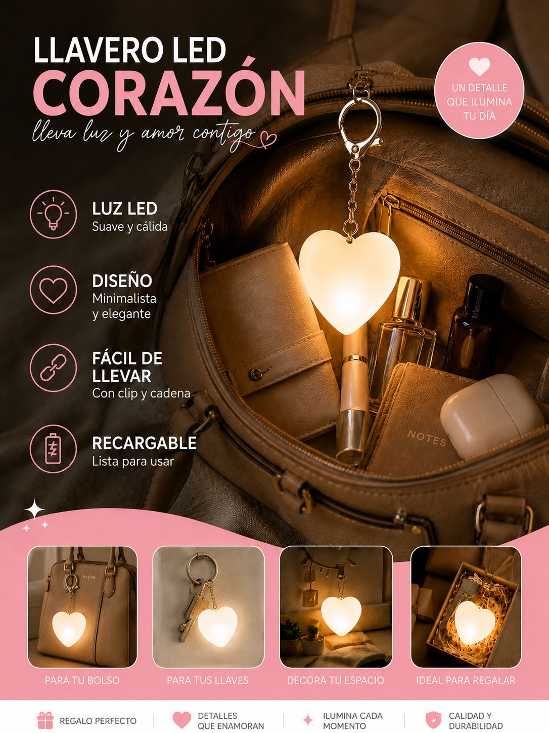 Heart Beam LED Purse Light